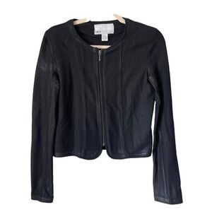 T8 Bar III‎ Front Row Jacket Waxed Cotton Look Zip Up Y2K Moto Coated Black XS